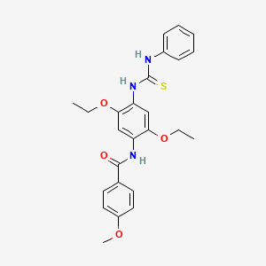molecular formula C25H27N3O4S B1223593 N-[4-[[anilino(sulfanylidene)methyl]amino]-2,5-diethoxyphenyl]-4-methoxybenzamide 