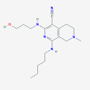 molecular formula C18H29N5O B1223603 3-(3-hydroxypropylamino)-7-methyl-1-(pentylamino)-6,8-dihydro-5H-2,7-naphthyridine-4-carbonitrile 