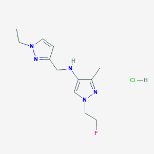 molecular formula C12H19ClFN5 B12236147 N-[(1-ethylpyrazol-3-yl)methyl]-1-(2-fluoroethyl)-3-methylpyrazol-4-amine;hydrochloride 
