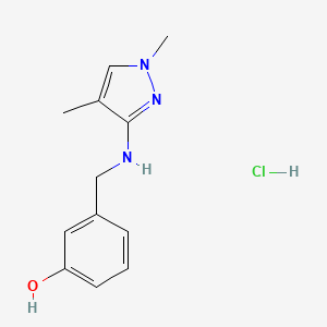 molecular formula C12H16ClN3O B12236245 3-[[(1,4-Dimethylpyrazol-3-yl)amino]methyl]phenol;hydrochloride 