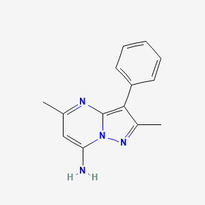 molecular formula C14H14N4 B1223625 2,5-Dimethyl-3-phenyl-7-pyrazolo[1,5-a]pyrimidinamine 