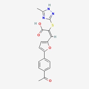 (E)-3-[5-(4-Acetyl-phenyl)-furan-2-yl]-2-(5-methyl-4H-[1,2,4]triazol-3-ylsulfanyl)-acrylic acid