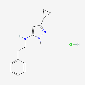 molecular formula C15H20ClN3 B12236337 5-cyclopropyl-2-methyl-N-(2-phenylethyl)pyrazol-3-amine;hydrochloride 