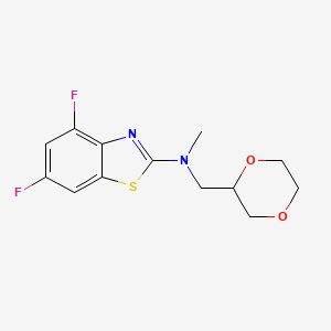 molecular formula C13H14F2N2O2S B12236354 N-[(1,4-dioxan-2-yl)methyl]-4,6-difluoro-N-methyl-1,3-benzothiazol-2-amine 