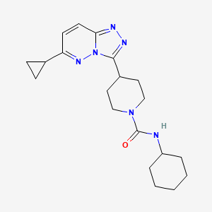 molecular formula C20H28N6O B12236399 N-cyclohexyl-4-{6-cyclopropyl-[1,2,4]triazolo[4,3-b]pyridazin-3-yl}piperidine-1-carboxamide 