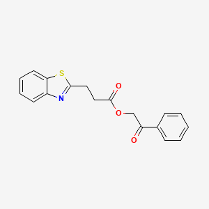 molecular formula C18H15NO3S B1223641 3-(1,3-Benzothiazol-2-yl)propanoic acid phenacyl ester 