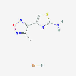 molecular formula C6H7BrN4OS B12236555 4-(4-Methyl-1,2,5-oxadiazol-3-yl)-1,3-thiazol-2-amine;hydrobromide 