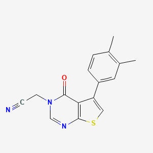 molecular formula C16H13N3OS B1223656 2-[5-(3,4-Dimethylphenyl)-4-oxo-3-thieno[2,3-d]pyrimidinyl]acetonitrile 
