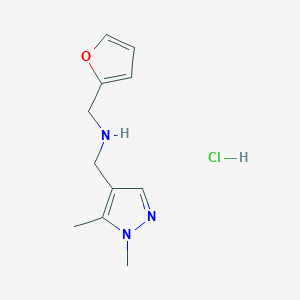 molecular formula C11H16ClN3O B12236572 1-(1,5-dimethyl-1H-pyrazol-4-yl)-N-(2-furylmethyl)methanamine 
