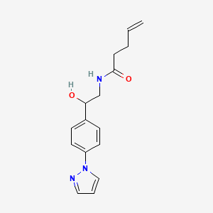 molecular formula C16H19N3O2 B12236620 N-{2-hydroxy-2-[4-(1H-pyrazol-1-yl)phenyl]ethyl}pent-4-enamide 