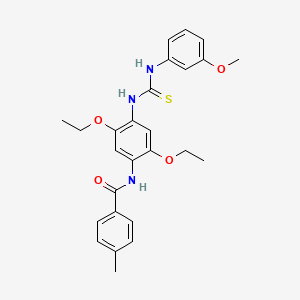 molecular formula C26H29N3O4S B1223667 N-[2,5-diethoxy-4-[[(3-methoxyanilino)-sulfanylidenemethyl]amino]phenyl]-4-methylbenzamide 