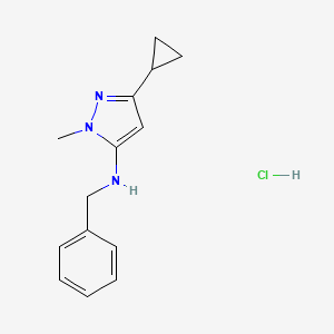 molecular formula C14H18ClN3 B12236677 N-benzyl-5-cyclopropyl-2-methylpyrazol-3-amine;hydrochloride 
