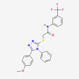 molecular formula C24H19F3N4O2S B1223675 2-[[5-(4-methoxyphenyl)-4-phenyl-1,2,4-triazol-3-yl]thio]-N-[3-(trifluoromethyl)phenyl]acetamide 