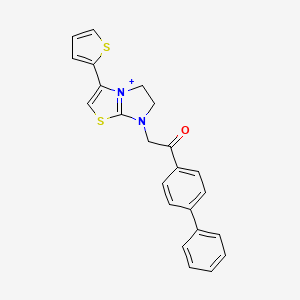 1-(4-Phenylphenyl)-2-(3-thiophen-2-yl-5,6-dihydroimidazo[2,1-b]thiazol-7-ium-7-yl)ethanone