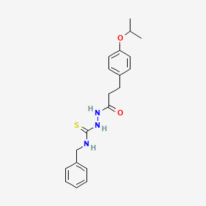 1-[[1-Oxo-3-(4-propan-2-yloxyphenyl)propyl]amino]-3-(phenylmethyl)thiourea