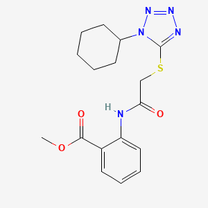 molecular formula C17H21N5O3S B1223684 2-[[2-[(1-Cyclohexyl-5-tetrazolyl)thio]-1-oxoethyl]amino]benzoic acid methyl ester 