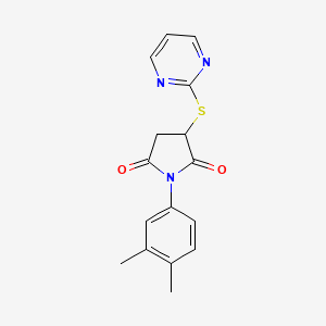 molecular formula C16H15N3O2S B1223699 1-(3,4-Dimethylphenyl)-3-(2-pyrimidinylthio)pyrrolidine-2,5-dione 