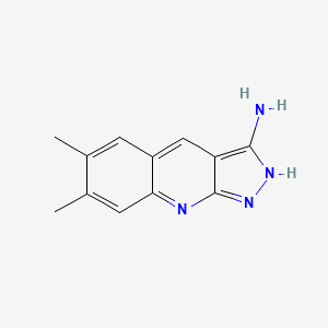 molecular formula C12H12N4 B1223700 6,7-Dimethyl-1H-pyrazolo[3,4-b]quinolin-3-ylamine CAS No. 462067-03-4