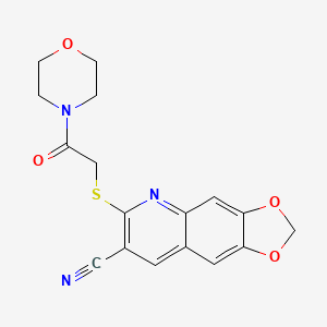 molecular formula C17H15N3O4S B1223708 6-[[2-(4-Morpholinyl)-2-oxoethyl]thio]-[1,3]dioxolo[4,5-g]quinoline-7-carbonitrile 