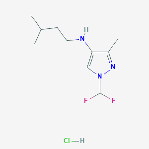 molecular formula C10H18ClF2N3 B12237126 1-(difluoromethyl)-3-methyl-N-(3-methylbutyl)pyrazol-4-amine;hydrochloride 