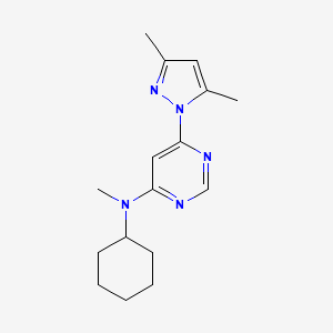 molecular formula C16H23N5 B12237164 N-cyclohexyl-6-(3,5-dimethyl-1H-pyrazol-1-yl)-N-methylpyrimidin-4-amine 