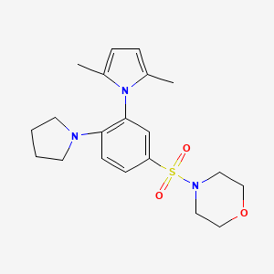 molecular formula C20H27N3O3S B1223721 4-[3-(2,5-Dimethyl-1-pyrrolyl)-4-(1-pyrrolidinyl)phenyl]sulfonylmorpholine 