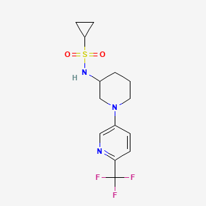 molecular formula C14H18F3N3O2S B12237221 N-{1-[6-(trifluoromethyl)pyridin-3-yl]piperidin-3-yl}cyclopropanesulfonamide 