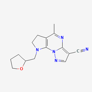 molecular formula C15H17N5O B1223730 5-methyl-8-(tetrahydro-2-furanylmethyl)-7,8-dihydro-6H-pyrazolo[1,5-a]pyrrolo[3,2-e]pyrimidine-3-carbonitrile CAS No. 860610-69-1