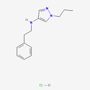 molecular formula C14H20ClN3 B12237386 N-(2-phenylethyl)-1-propylpyrazol-4-amine;hydrochloride 