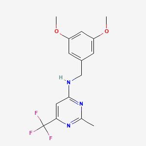 molecular formula C15H16F3N3O2 B12237411 N-[(3,5-dimethoxyphenyl)methyl]-2-methyl-6-(trifluoromethyl)pyrimidin-4-amine 