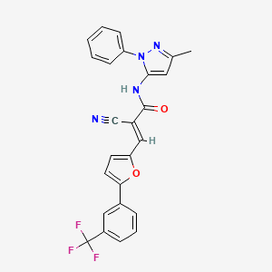 (E)-2-cyano-N-(5-methyl-2-phenylpyrazol-3-yl)-3-[5-[3-(trifluoromethyl)phenyl]furan-2-yl]prop-2-enamide