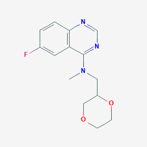 molecular formula C14H16FN3O2 B12237441 N-[(1,4-dioxan-2-yl)methyl]-6-fluoro-N-methylquinazolin-4-amine 