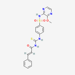 molecular formula C21H19N5O4S2 B1223745 N-{[(4-{[(3-methoxy-2-pyrazinyl)amino]sulfonyl}phenyl)amino]carbonothioyl}-3-phenylacrylamide 