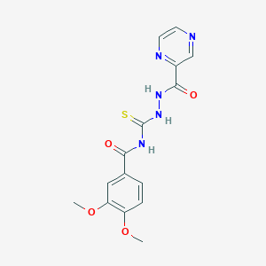 3,4-dimethoxy-N-[[[oxo(2-pyrazinyl)methyl]hydrazo]-sulfanylidenemethyl]benzamide