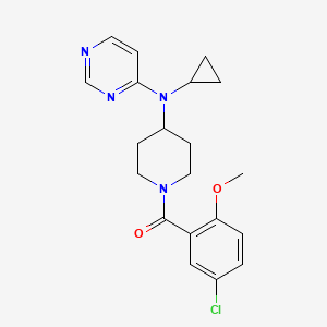 molecular formula C20H23ClN4O2 B12237600 N-[1-(5-chloro-2-methoxybenzoyl)piperidin-4-yl]-N-cyclopropylpyrimidin-4-amine 