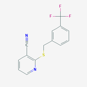 molecular formula C14H9F3N2S B12237621 2-{[3-(Trifluoromethyl)benzyl]sulfanyl}pyridine-3-carbonitrile 