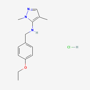 molecular formula C14H20ClN3O B12237671 N-[(4-ethoxyphenyl)methyl]-2,4-dimethylpyrazol-3-amine;hydrochloride 