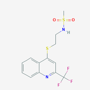 molecular formula C13H13F3N2O2S2 B1223768 N-[2-[[2-(trifluoromethyl)-4-quinolinyl]thio]ethyl]methanesulfonamide 