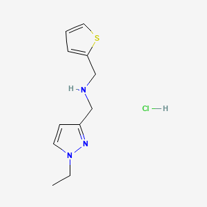 molecular formula C11H16ClN3S B12237684 1-(1-ethyl-1H-pyrazol-3-yl)-N-(2-thienylmethyl)methanamine 