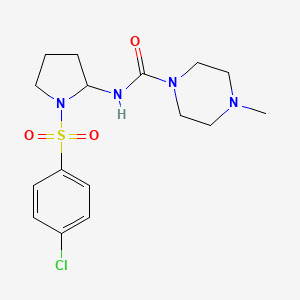molecular formula C16H23ClN4O3S B1223772 N-[1-(4-chlorophenyl)sulfonyl-2-pyrrolidinyl]-4-methyl-1-piperazinecarboxamide 