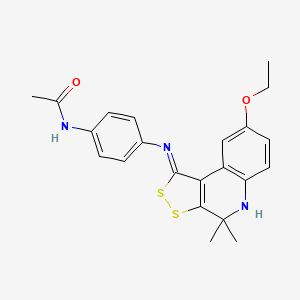 molecular formula C22H23N3O2S2 B1223782 N-[4-[(8-ethoxy-4,4-dimethyl-5H-dithiolo[3,4-c]quinolin-1-ylidene)amino]phenyl]acetamide 