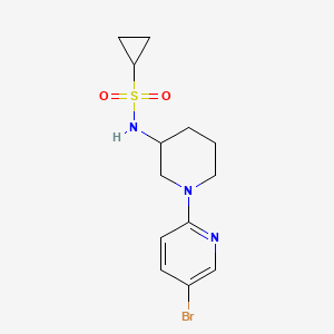 molecular formula C13H18BrN3O2S B12237842 N-[1-(5-bromopyridin-2-yl)piperidin-3-yl]cyclopropanesulfonamide 
