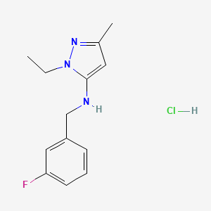 molecular formula C13H17ClFN3 B12237856 2-ethyl-N-[(3-fluorophenyl)methyl]-5-methylpyrazol-3-amine;hydrochloride 