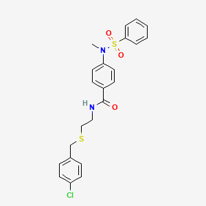 molecular formula C23H23ClN2O3S2 B1223790 4-[benzenesulfonyl(methyl)amino]-N-[2-[(4-chlorophenyl)methylthio]ethyl]benzamide 