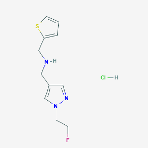 molecular formula C11H15ClFN3S B12237957 1-[1-(2-fluoroethyl)-1H-pyrazol-4-yl]-N-(2-thienylmethyl)methanamine 