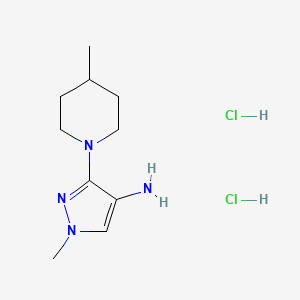 molecular formula C10H20Cl2N4 B12237996 1-Methyl-3-(4-methylpiperidin-1-yl)pyrazol-4-amine;dihydrochloride 