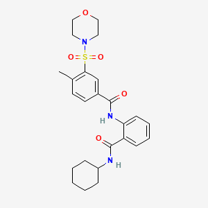 molecular formula C25H31N3O5S B1223803 N-[2-[(cyclohexylamino)-oxomethyl]phenyl]-4-methyl-3-(4-morpholinylsulfonyl)benzamide 