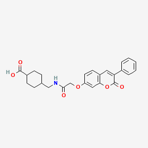 molecular formula C25H25NO6 B1223811 4-[[[1-Oxo-2-[(2-oxo-3-phenyl-1-benzopyran-7-yl)oxy]ethyl]amino]methyl]-1-cyclohexanecarboxylic acid 
