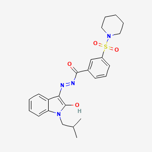 molecular formula C24H28N4O4S B1223818 N-[[1-(2-methylpropyl)-2-oxo-3-indolylidene]amino]-3-(1-piperidinylsulfonyl)benzamide 
