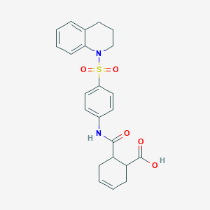 molecular formula C23H24N2O5S B1223825 6-({4-[3,4-DIHYDRO-1(2H)-QUINOLINYLSULFONYL]ANILINO}CARBONYL)-3-CYCLOHEXENE-1-CARBOXYLIC ACID 